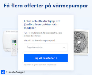 tjänstetorget banner för offert på värmepumpar